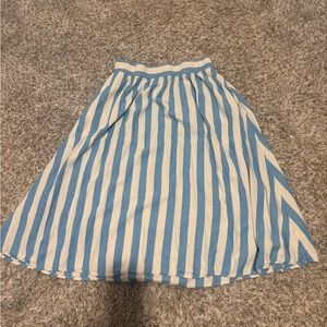 Blue and White Striped Women's Skirt